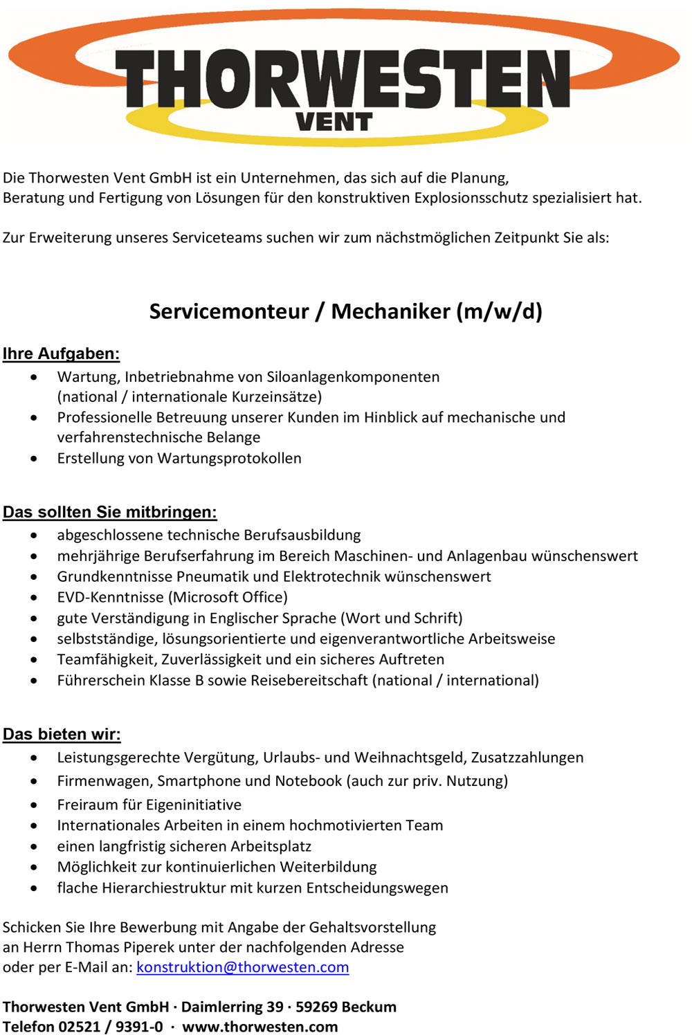 Servicetechniker / Mechaniker (m/w/d)